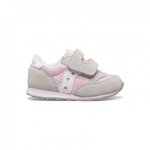 Little Kids' Saucony Baby Jazz Hook & Loop Sneakers Grey / Pink | CANADA ELVTUGD