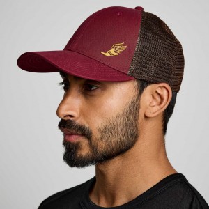 Men's Saucony Adjustable Snap Back Trucker Hats Red | CANADA IUONHRA