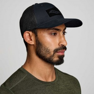 Men's Saucony Adjustable Snap Back Trucker Hats Black | CANADA ZHRFTYG