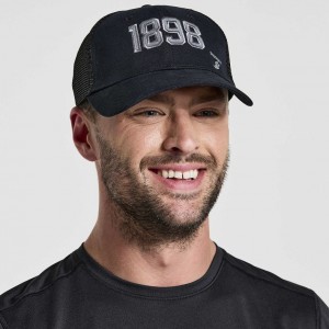 Men's Saucony Adjustable Snap Back Trucker Hats Black | CANADA TIRUPJD