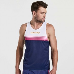 Men's Saucony Elite Singlet White / Navy | CANADA CNTOZBG