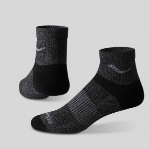 Men's Saucony Inferno Merino Wool Blend Quarter 3-Pack Socks Black | CANADA ICTSNHR