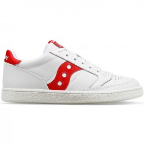 Men's Saucony Jazz Court PU Sneakers White / Red | CANADA IWUTDCJ