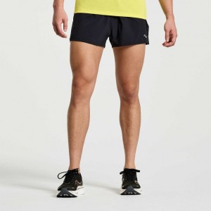 Men's Saucony Outpace 2.5" Split Shorts Black | CANADA QYCKZTX