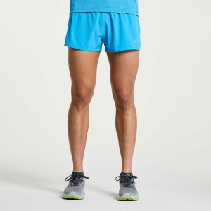 Men's Saucony Outpace 2.5" Split Shorts Blue | CANADA UCNBZXQ