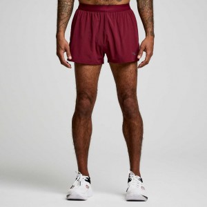 Men's Saucony Outpace 2.5" Split Shorts Burgundy | CANADA CUSJEOT