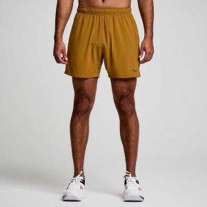 Men's Saucony Outpace 5" Shorts Brown | CANADA MIPHXJS