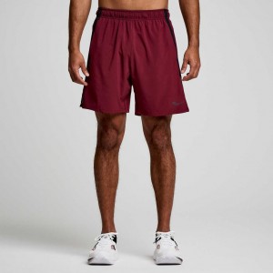 Men's Saucony Outpace 7" Shorts Burgundy | CANADA XOYDIBS