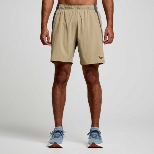 Men's Saucony Outpace 7" Shorts Khaki | CANADA SDJNEIG