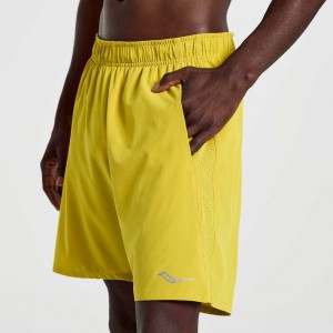 Men's Saucony Outpace 7" Shorts Yellow | CANADA BESRTMK