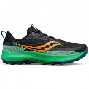 Men's Saucony Peregrine 13 Trail Running Shoes Black / Green | CANADA HEODALG