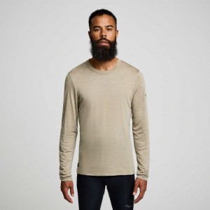 Men's Saucony Peregrine Merino Long Sleeve T-Shirt Olive | CANADA LKSGNTD