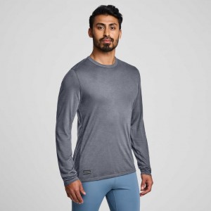 Men's Saucony Peregrine Merino Long Sleeve T-Shirt Grey | CANADA IFQWGTU