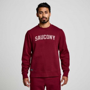 Men's Saucony Recovery Crew Sweatshirt Red | CANADA KWHJBAM