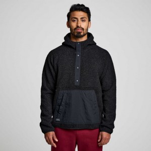 Men's Saucony Recovery Sherpa Pullover Hoodie Black | CANADA TJFNUSM