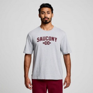 Men's Saucony Recovery Short Sleeve T-Shirt Light Grey | CANADA LEOMHQN