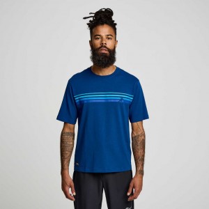 Men's Saucony Recovery Short Sleeve T-Shirt Indigo | CANADA JNUYQSG