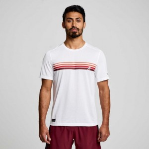 Men's Saucony Stopwatch Graphic Short Sleeve T-Shirt White | CANADA ZKFINBL