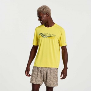 Men's Saucony Stopwatch Graphic Short Sleeve T-Shirt Yellow | CANADA OYWVSBM