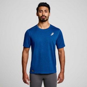 Men's Saucony Stopwatch Graphic Short Sleeve T-Shirt Indigo | CANADA DMVHPUE