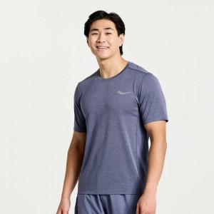 Men's Saucony Stopwatch Short Sleeve T-Shirt Blue | CANADA XMHBJGY