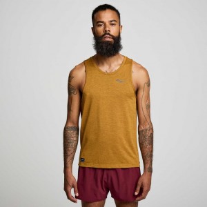 Men's Saucony Stopwatch Singlet Brown | CANADA XQBHTLY