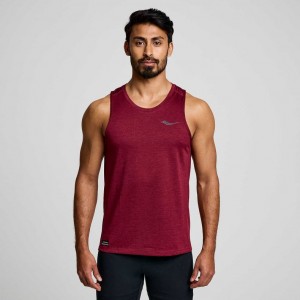 Men's Saucony Stopwatch Singlet Burgundy | CANADA AVBKTRJ