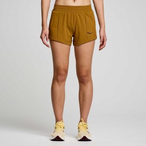 Women's Saucony Outpace 3" Shorts Brown | CANADA NGPJXDL