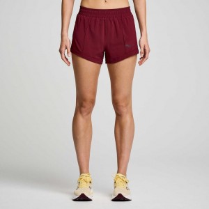 Women's Saucony Outpace 3" Shorts Burgundy | CANADA YBJSQIH