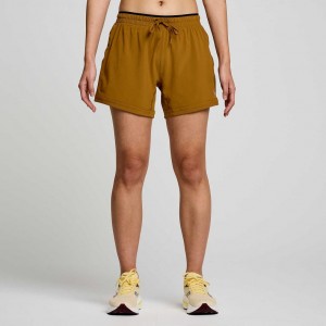 Women's Saucony Outpace 5" Shorts Brown | CANADA JRDPYFZ