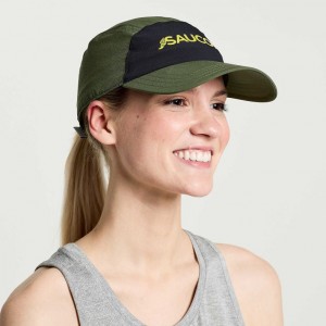 Women's Saucony Outpace Hat Dark Green | CANADA YATHLFN