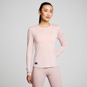 Women's Saucony Peregrine Merino Long Sleeve T-Shirt Pink | CANADA HPTDUCM