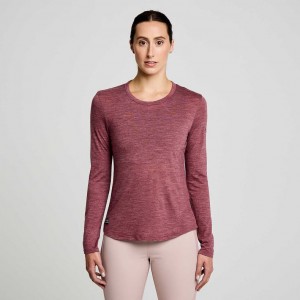 Women's Saucony Peregrine Merino Long Sleeve T-Shirt Red | CANADA BQJVFDL