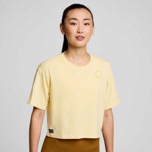 Women's Saucony Recovery Boxy T-Shirt Yellow | CANADA ONDMLKB