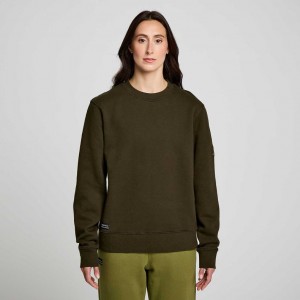 Women's Saucony Recovery Crew Sweatshirt Dark Green | CANADA RYCGZIJ