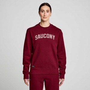 Women's Saucony Recovery Crew Sweatshirt Burgundy | CANADA USEGNIT