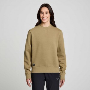 Women's Saucony Recovery Crew Sweatshirt Olive | CANADA XCPGSMI