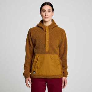 Women's Saucony Recovery Sherpa Pullover Hoodie Brown | CANADA PRAVBSQ