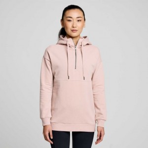 Women's Saucony Recovery Zip Tunic Hoodie Pink | CANADA WABDYVZ