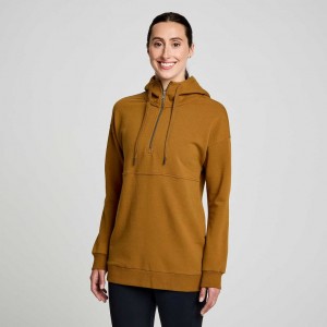 Women's Saucony Recovery Zip Tunic Hoodie Brown | CANADA MGBSLOU