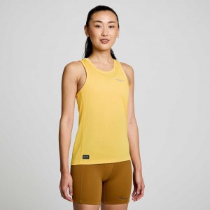 Women's Saucony Stopwatch Singlet Yellow | CANADA AZRTOSC