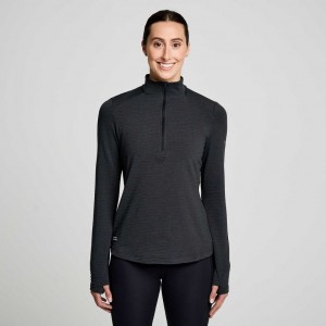 Women's Saucony Triumph 3D 1/2 Zip Sweatshirt Black | CANADA GIWDABE