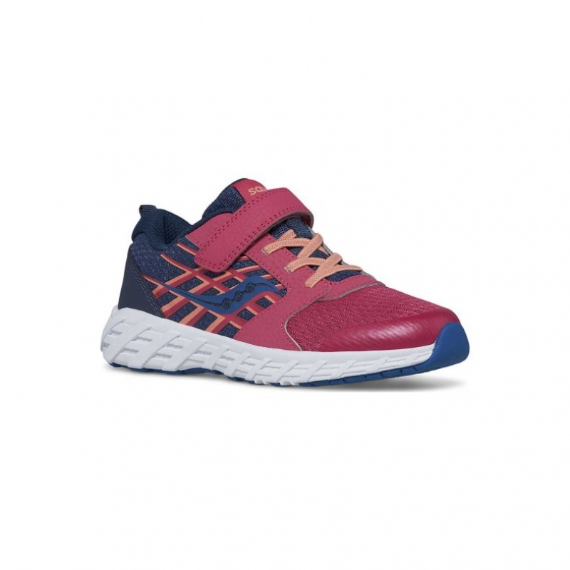 Big Kids' Saucony Wind 2.0 A/C Sneakers Navy / Red | CANADA EHRQGXB