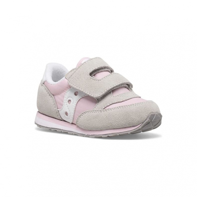 Little Kids' Saucony Baby Jazz Hook & Loop Sneakers Grey / Pink | CANADA ELVTUGD