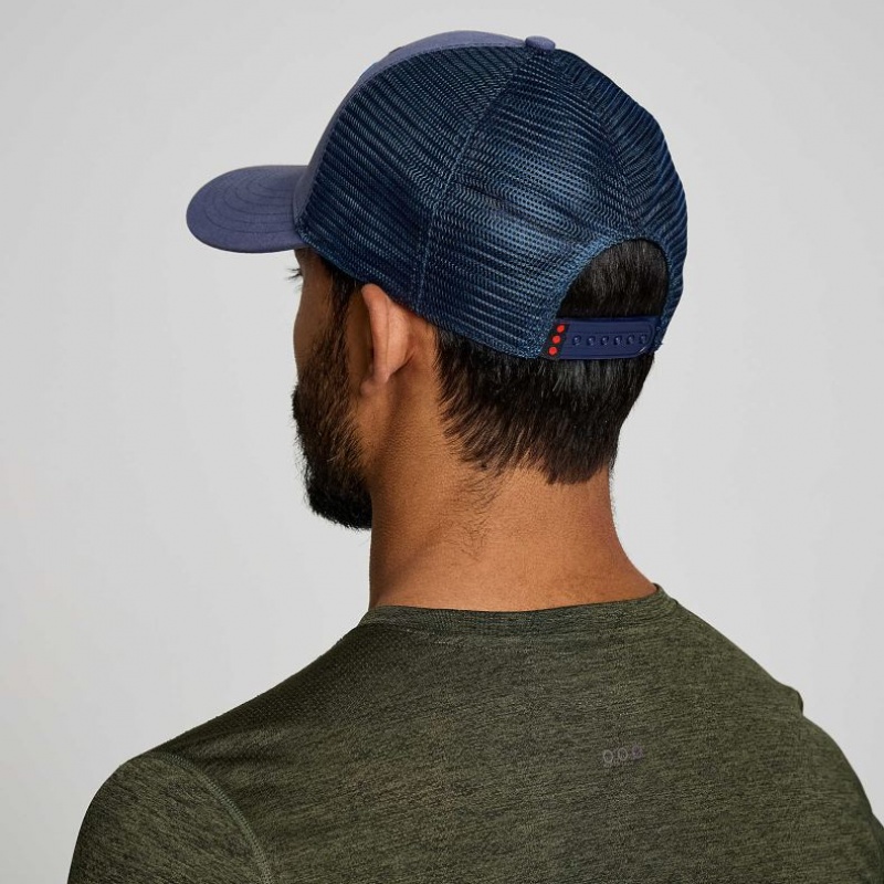 Men's Saucony Adjustable Snap Back Trucker Hats Blue | CANADA CDWOUTQ