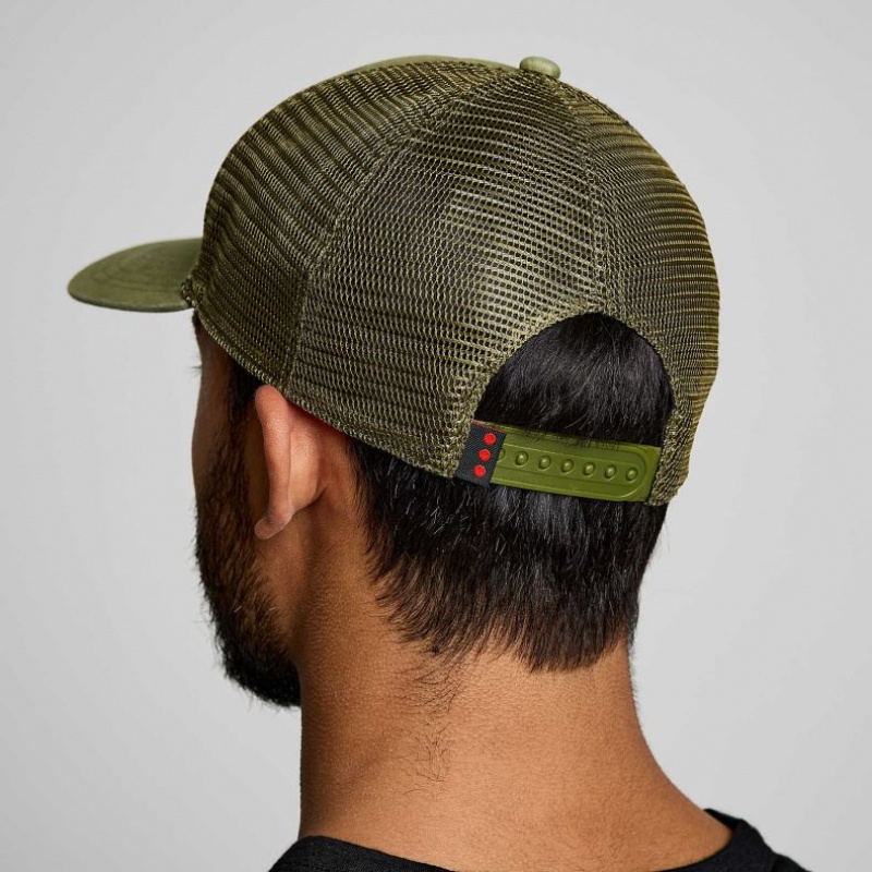 Men's Saucony Adjustable Snap Back Trucker Hats Olive | CANADA GNTXVID