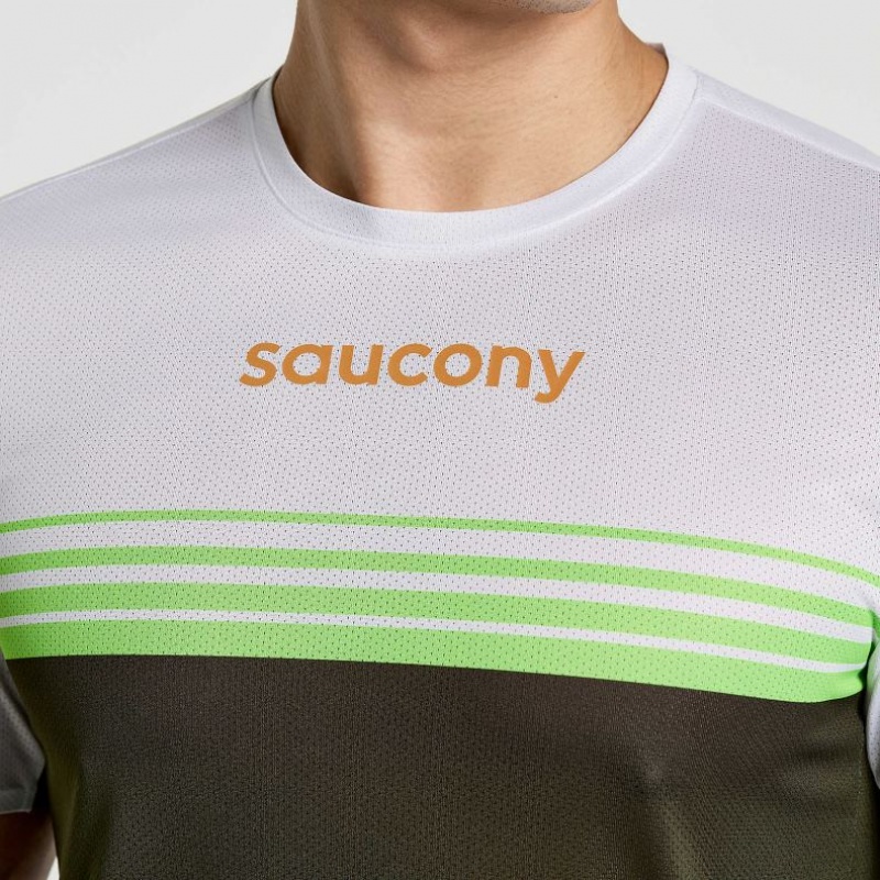 Men's Saucony Elite Short Sleeve T-Shirt White / Black | CANADA WXCQOTP