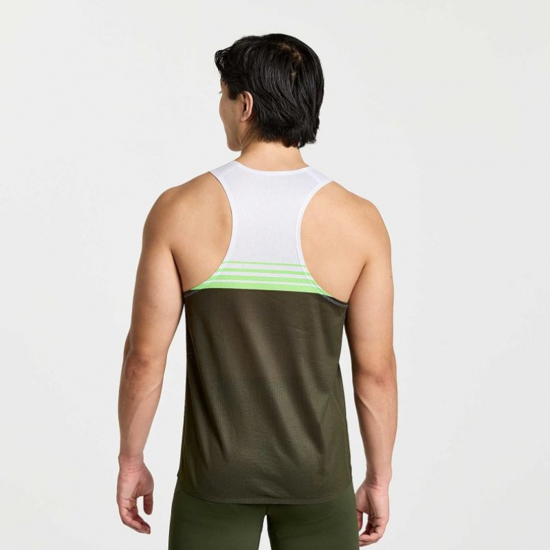 Men's Saucony Elite Singlet White / Black | CANADA CQXVEHZ