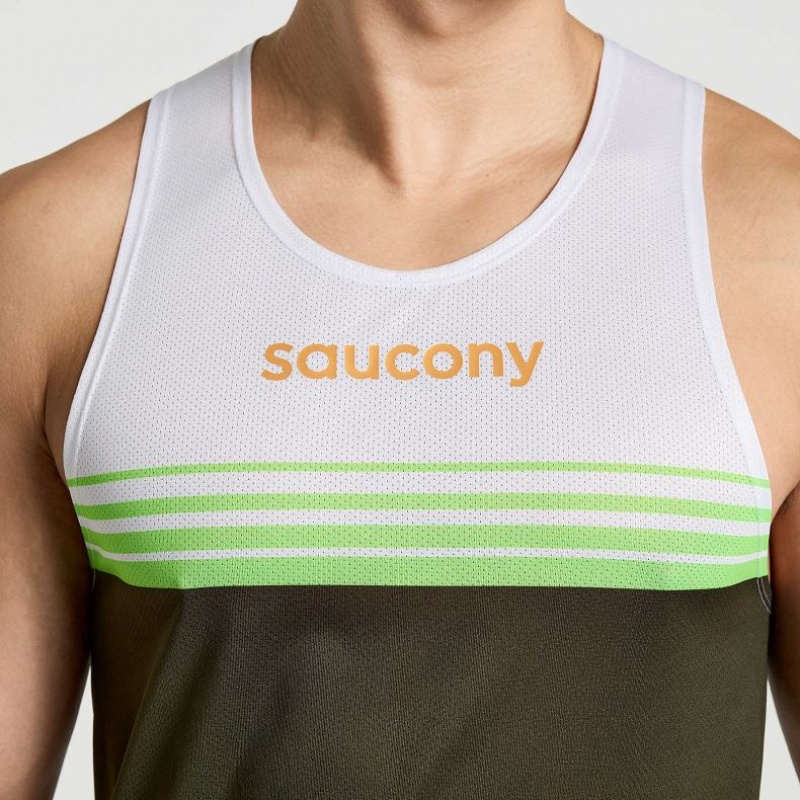 Men's Saucony Elite Singlet White / Black | CANADA CQXVEHZ