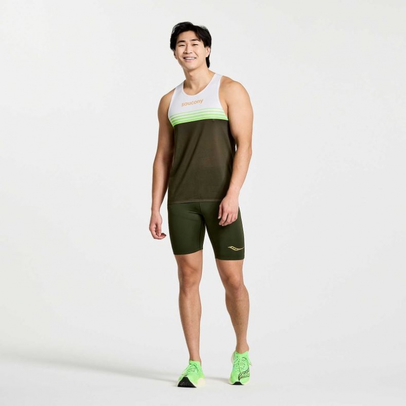 Men's Saucony Elite Singlet White / Black | CANADA CQXVEHZ